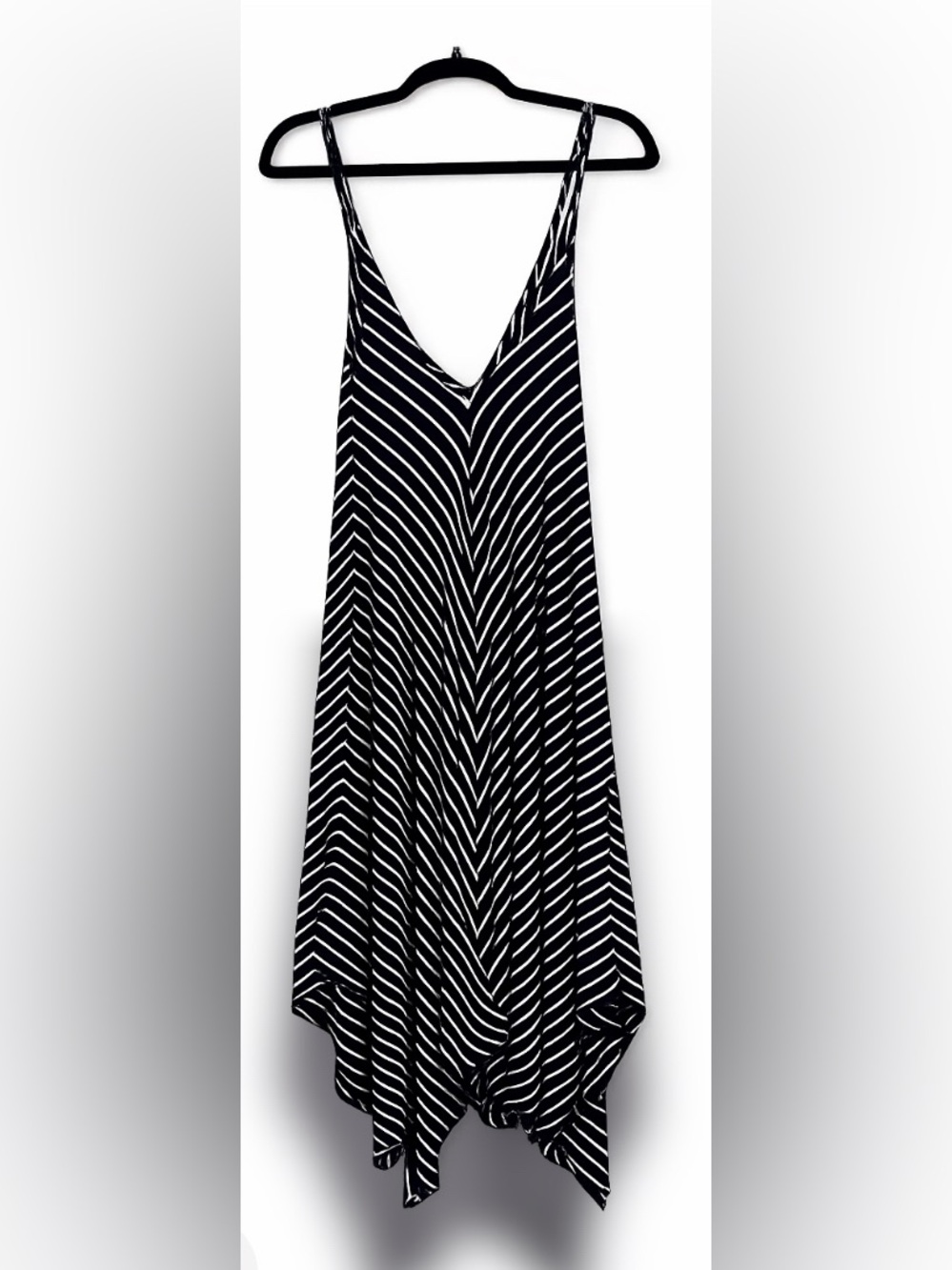 Striped Navy and White V-Neck Tank Dress